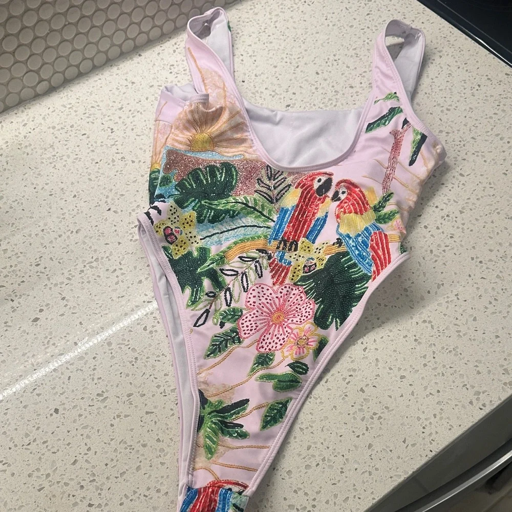 Maya swimsuit Pink Tropical Parrot One-Piece Swimsuit - Picture 7 of 9